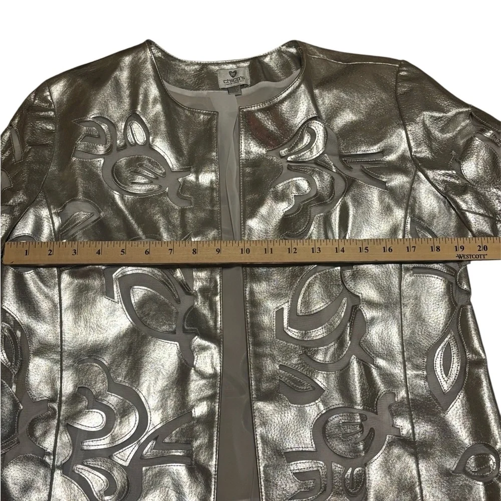 Chico's 25th Anniversary "Odile" Metallic Leather Jacket - Picture 4 of 5